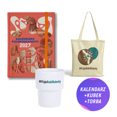 Pakiet: Kalendarz fizjoterapeuty 2027 + Kubek ceramiczny + Torba bawełniana